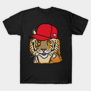 Tiger Wearing a Politics Red Hat T-Shirt